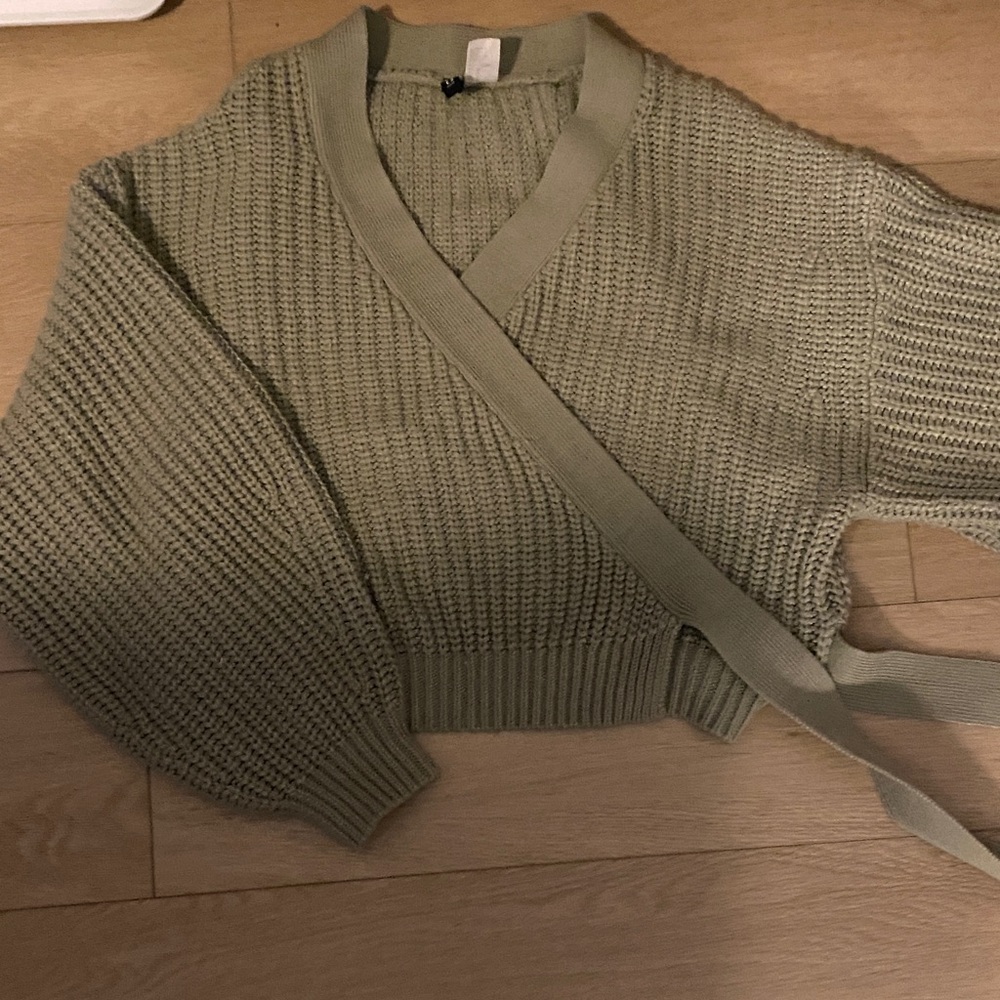 Sage Green Wrap Sweater